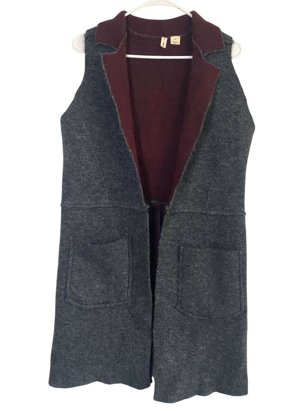 Anthropologie Moth Morris Sweater Vest Womens XS/S Gray Maroon Wool Blend Duster